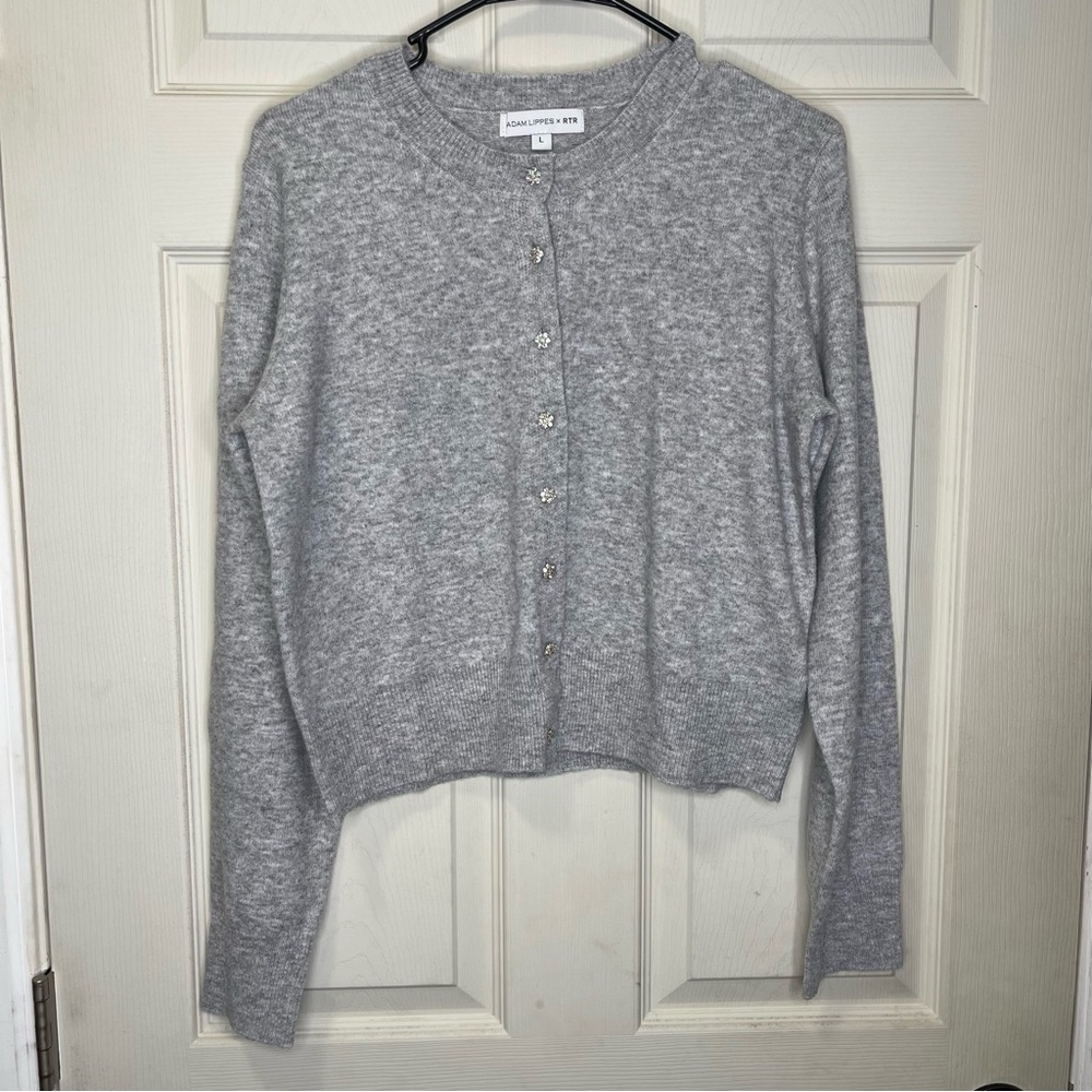 Adam Lippes x RTR Brushed Knit Cardigan With Sparkle Buttons Sz L
